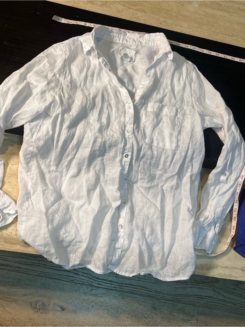 Sigrid Olsen White Linen Button-Down Shirt